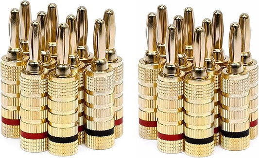 Monoprice 121820 24k Gold Plated Speaker Banana Plugs, Closed Screw Type (10 Pairs)
