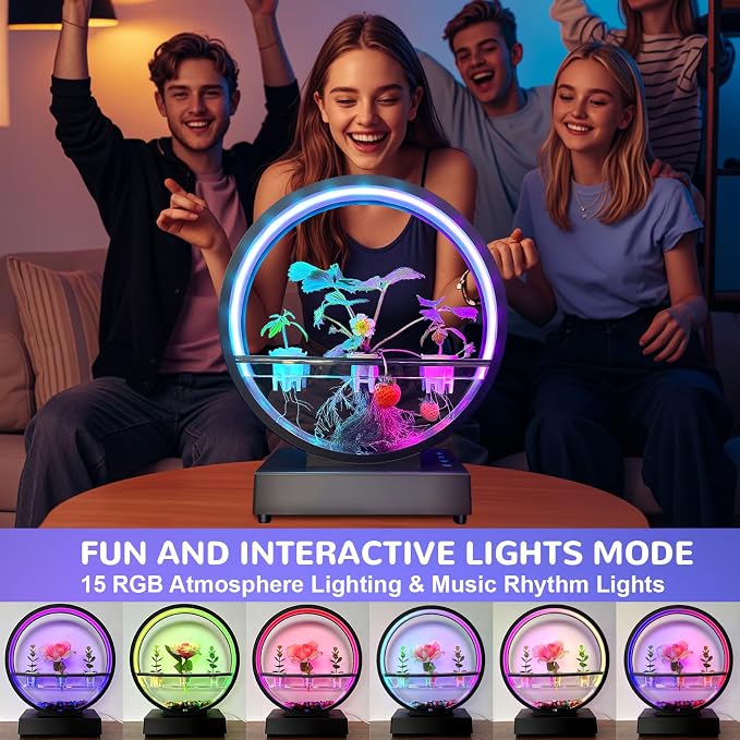 Led Atmosphere Lights with Bluetooth Speaker RGB Color Changing Table Lamp Dimmable Night Light USB Desk Ambient Lights for Mom Mother Kids Girls Gift Bedroom Office Home Decor (Plant Not Included)