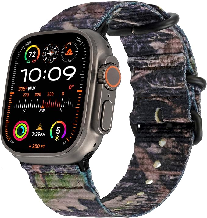 Hiking Trail Nylon Band | The Original Rugged Compatible with Apple Watch Band for Men & Women - Soft, Breathable, Woven Water-Resistant Nylon Mens iWatch Strap | Fits Ultra 2 & Ultra 49mm 46mm 45mm 44mm Series 10 & All Models (Woods)