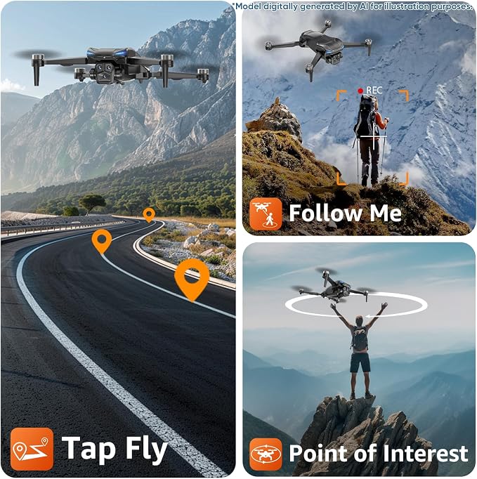 GPS Drone with Camera for Adults - 4K Drone with 4.5” FPV Screen Controller, 60 Min Flight, Brushless Motor Foldable Quadcopter, Auto Return, Follow Me, 3 Speed Modes for Beginners - Gift Under 249g