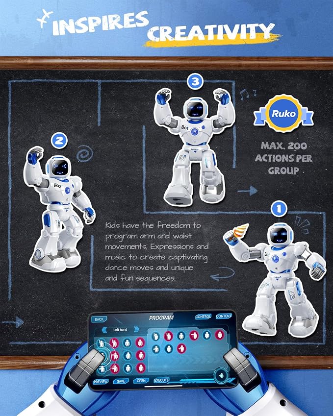 Ruko 1088 Smart Robot Toy for Kids, Large Programmable Interactive Robot with Remote Control, App Control, Birthday Gift for Boys & Girls Ages 4 5 6 7 8 9