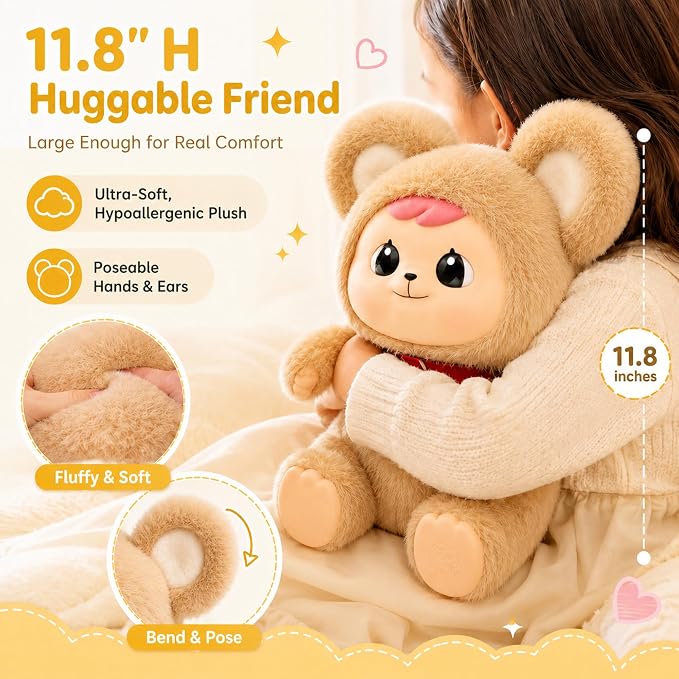 11.8" H AI Companion for Kids 3+, Smart AI-Powered Plush Interactive Toy | No-Screen Communicatible Stuffed Animal with ChatGPT, Rechargeable Doll with Multi-Languages Storytelling&Learning Assistant