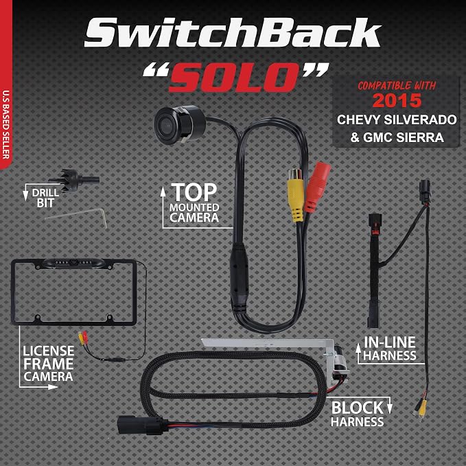 Switchback Solo Down Tailgate Backup Camera for Truck – Back Up Camera Plug & Play (Chevy, Chevy Silverado/GMC Sierra 2015)