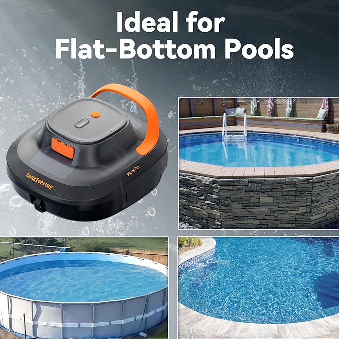 Cordless Robotic Pool Cleaner with Dual Brushless Motors, Up to 200-Min Runtime, Automatic Pool Vacuum for Above Ground Pools & Flat-Bottom Inground Pools up to 1219 Sq. Ft