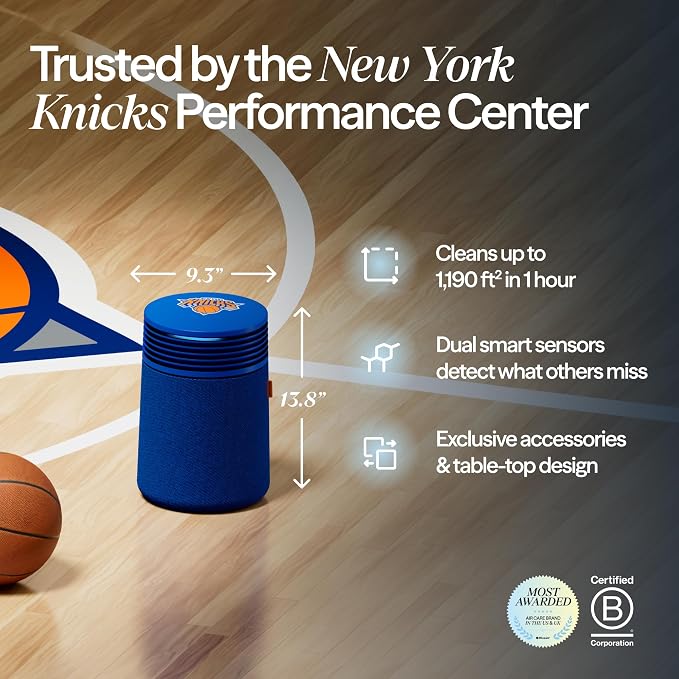 BLUEAIR x New York Knicks Champions Edition Blue Signature Small Smart Air Purifier, Home & Office, Air Cleaner for Pets, Allergies, Dust & Smoke, Cleans 1,190 Sq Ft Per Hour, Quiet HEPA Air Purifier