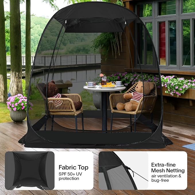 Alvantor Pop Up Screen House Tent, Instant Outdoor Gazebo with Mosquito Netting & UPF 50+ Sun Protection, Portable Canopy Shelter for Patio, Backyard, Camping (2-10 Person)
