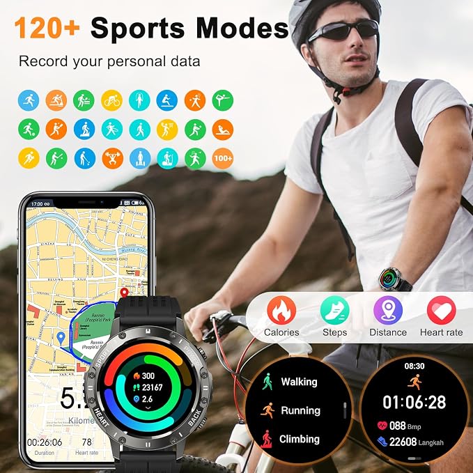 Smart Watch for Men Fitness Tracker: Smart Watches for Android Phones iPhone Bluetooth Waterproof Make Answer Call Digital Mens Watches Heart Rate Monitor Running Smartwatch Samsung Compatible