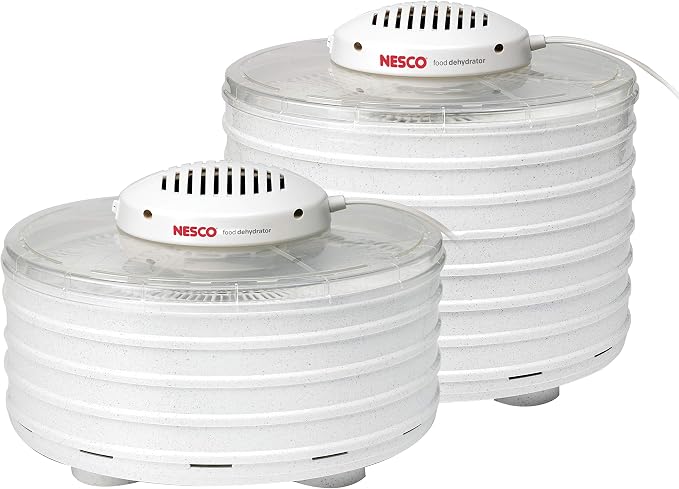 NESCO FD-37 Food Dehydrator, For Snacks, Fruit, Beef Jerky,White/Clear, 4 Trays