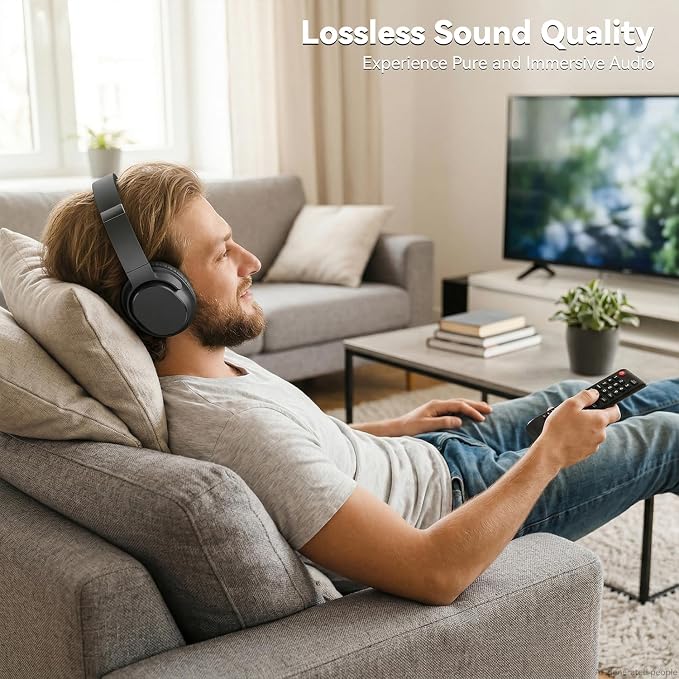 Dytole Wireless Headphones for TV, TV Headphones Wireless for Seniors with Transmitting Charging Dock, 65H Battery, Ultra-Low Latency Audio, Fit Father's Day Thanksgiving Birthday Gift for Parents