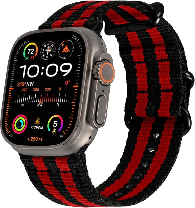 Hiking Trail Nylon Band | The Original Rugged Compatible with Apple Watch Band for Men & Women - Soft, Breathable, Woven Water-Resistant Nylon Mens iWatch Strap | Fits Ultra 49mm, All Series & Models 46mm 45mm 44mm (Surl Stripe)