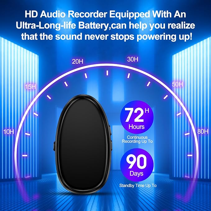 128GB (9860 Hours) Voice Recorder with DSP Triple Noise Reduction, MDalong 3072kbps MP3 Audio Recorderbuilt-in Speaker, HD Voice Activated Recorder for Work, Lectures, Interview, Black
