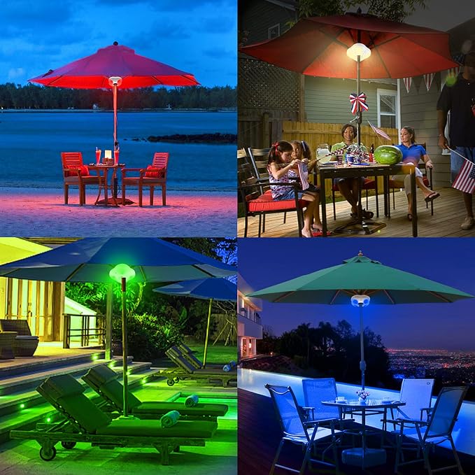 LUXSWAY Color Changing Patio Umbrella Light, Battery Operated - White