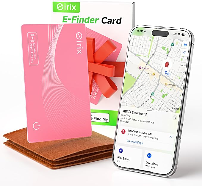 2026 [Apple MFi Certified] (iOS Only) Wallet Tracker Card, Rechargeable Thin Finder, Works with Apple Find My (iOS Only), Item Locator for Luggage Tags, Passports, Phone (Pink, 1)