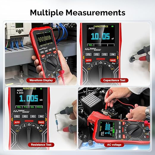 2-in-1 Handheld Oscilloscope Multimeter - 1MHz Bandwidth 2.5MS/s Sampling Rate, Digital Oscilloscope & Auto-Ranging Multimeter Combo, 2.4" Backlit Display with Probes, for Electronics DIY, Repair