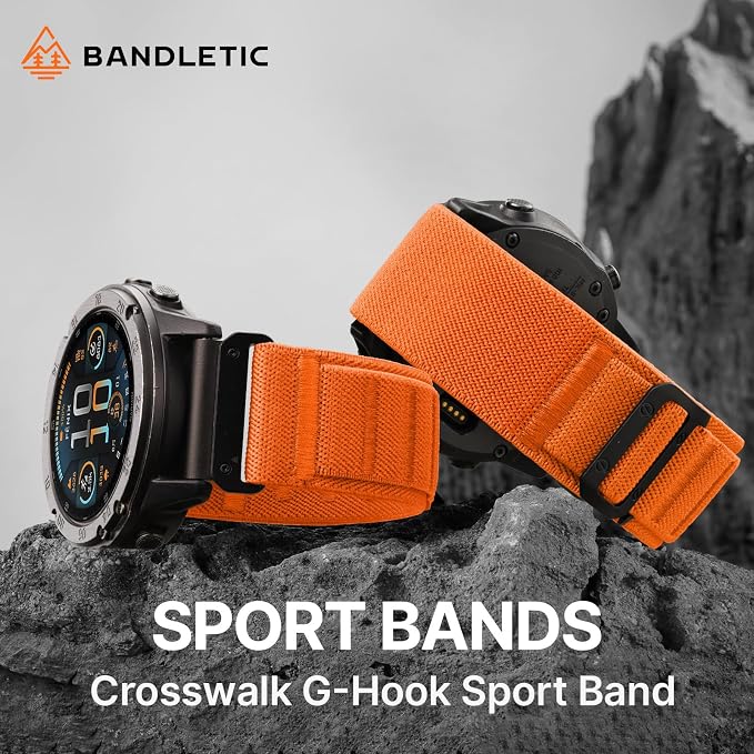 Bandletic 26mm Compatible with Garmin Fenix 7X 6X 5X Watch Band, Wide Rugged Sport Bands with G-Hook for Fenix 8 51mm /Instinct 2X Solar/Enduro 2 3/Quatix 3/Tactix 7/Epix Pro 2/D2 Bravo Delta/Descent