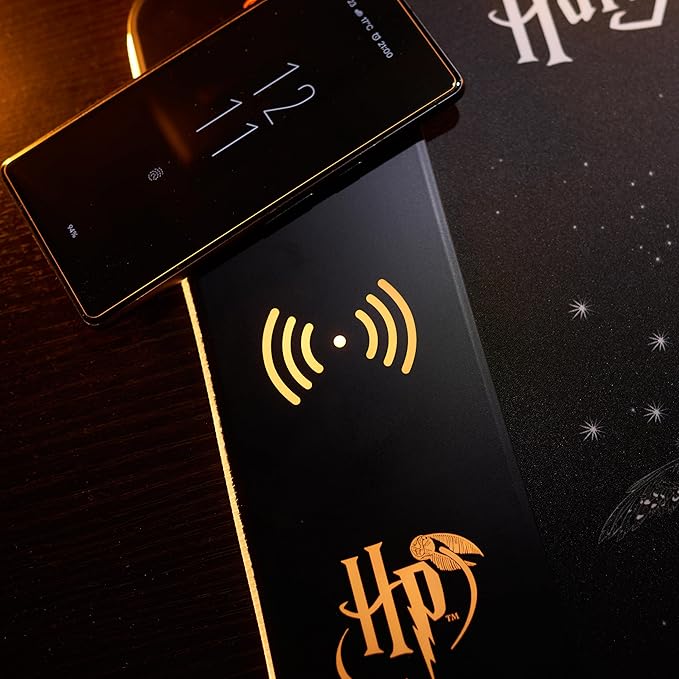 Harry Potter XL RGB Gaming Mat with 15W Wireless Charger | Customizable LED, Anti-Slip, Spill-Resistant