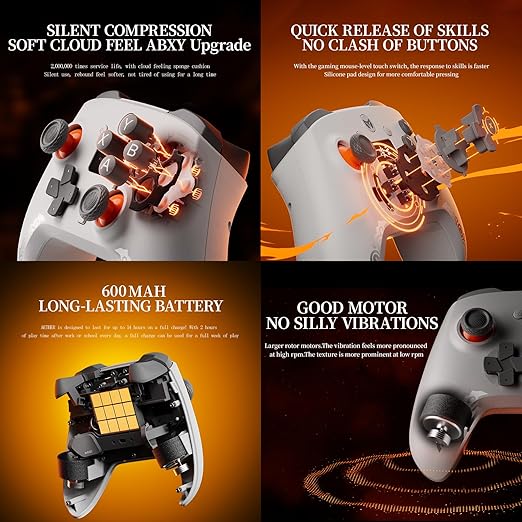 Black Shark BIGBIG WON Aether PC Controllers, LCD Smart Screen, Hall Joysticks&Triggers, 1000Hz Polling Rate, 12-bit ADC, Wireless Controller for Switch/PC/Android/iOS