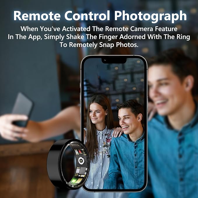 Smart Ring for Women Men, All-New Matte Scratch-Resistant Design, Health & Fitness Tracker for Sleep, Stress & Activity Monitoring, Long Battery Life, Waterproof, No App Fee, Black 7