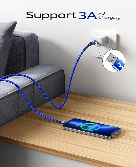USB C Cable Fast Charging 6FT, 2Pack USB A o USB C Cable, Upgraded Extra Durable Braided USB A to USB C Charger Cord USB Type C Cable for iPhone 17 16 15 Pro Max,Samsung Galaxy S10, LG and More-Blue