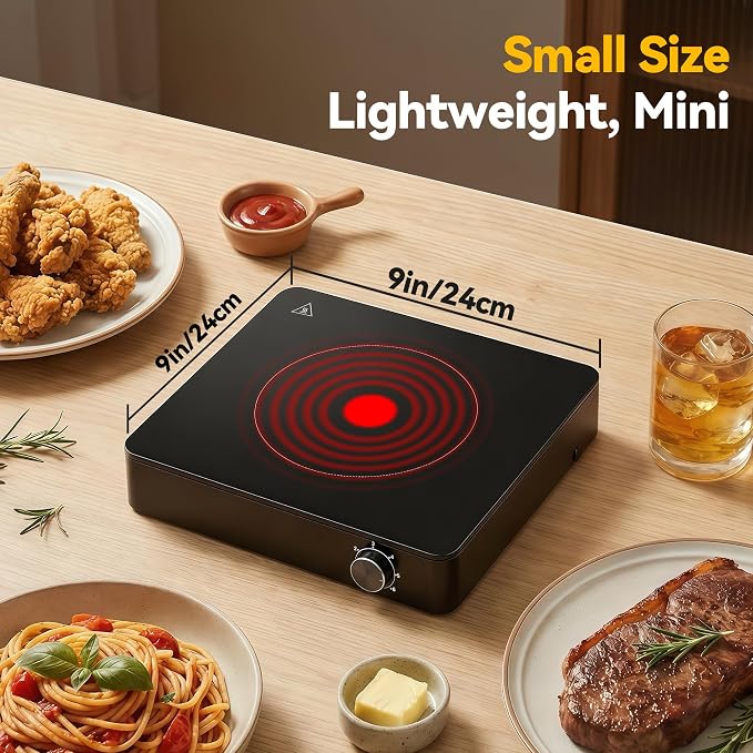 SilentPro Tech, 45dB Quiet Cooking Hot Plate: Portable Electric Burner with Boil-Dry Protection & 6 Heat Settings – Electric Stove with 2026 Precision Temp Control