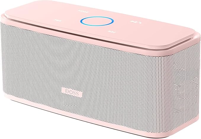 DOSS SoundBox Touch Wireless Bluetooth Speaker-12W HD Sound with Rich Bass, IPX5 Waterproof, 20H Playtime, Handsfree, for Gatherings, Home, Office, Outdoor, Travel-Light Pink