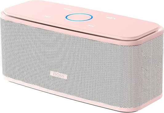 DOSS SoundBox Touch Wireless Bluetooth Speaker-12W HD Sound with Rich Bass, IPX5 Waterproof, 20H Playtime, Handsfree, for Gatherings, Home, Office, Outdoor, Travel-Light Pink