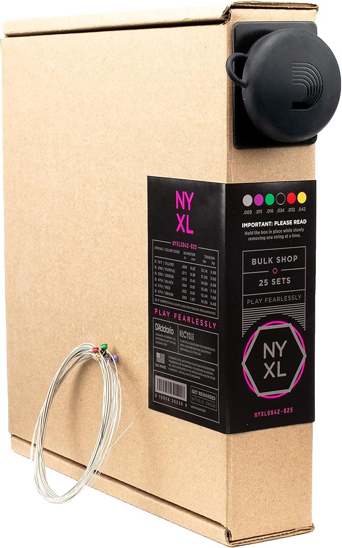 D'Addario Electric Guitar Strings, NYXL Nickel Plated, NYXL0942-B25, Super Light Gauge 09-42, 6-String Set, Pack of 25