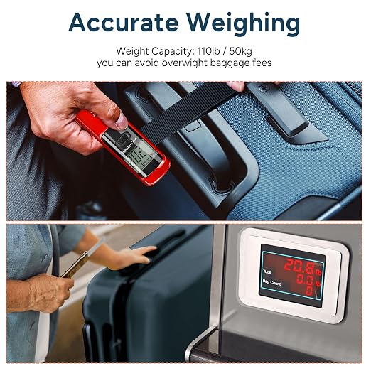 Battery-Free Luggage Scale – No Batteries Needed, Portable Digital Hanging Suitcase Weight Scale for Air Travel & Checked Bags, 110lb/50kg, LCD Display, Compact Travel Accessory