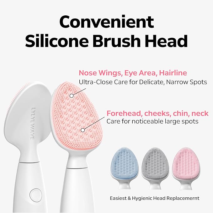 Wave Facial Sonic Cleanser | Deep Cleansing, Pore & Blackhead Care, 3 Modes, Replacable Head, 40,000 Cavitation Micro Vibrations, Waterproof Level IPX8, C-Type Charge, Korean Skincare (Blue)