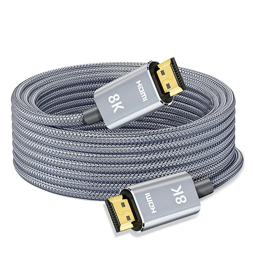 LEADSTAR HDMI Cable Fiber Optic 8K 4K 100 ft, 8K 60Hz / 4K 120Hz, 48Gbps High Speed Long HDMI 2.1 Cord Braided | Ultra HD, HDR10, 2160p, eARC, 3D, HDCP 2.2 | for Xbox, PS5, TV, Laptop, Monitor