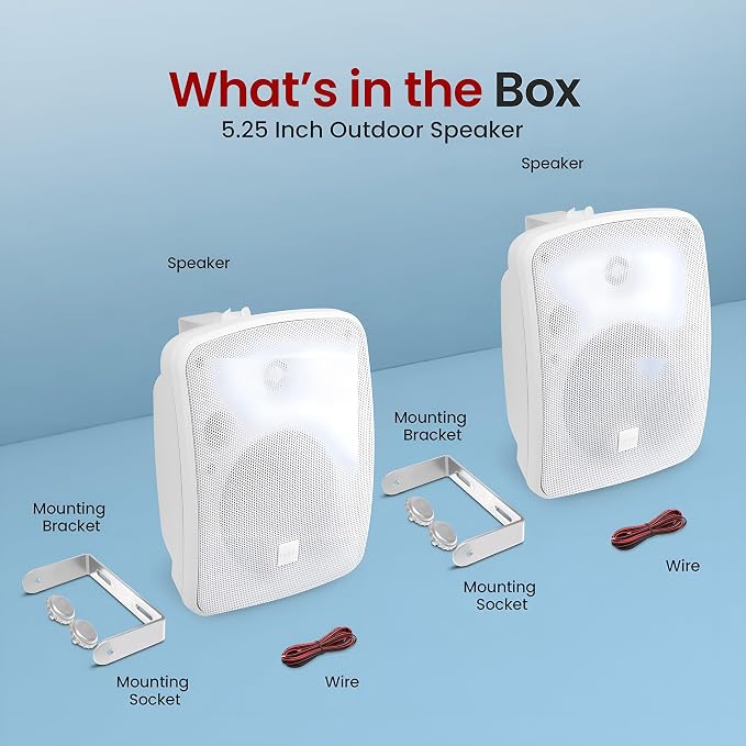 Pyle 600W Outdoor Bluetooth Speaker System | Marine Grade Active and Passive 2-Way Stereo Speakers with Built-In Amplifier | Home, Boat, Patio, Pool and Outdoor Use | RCA Inputs (Pair)