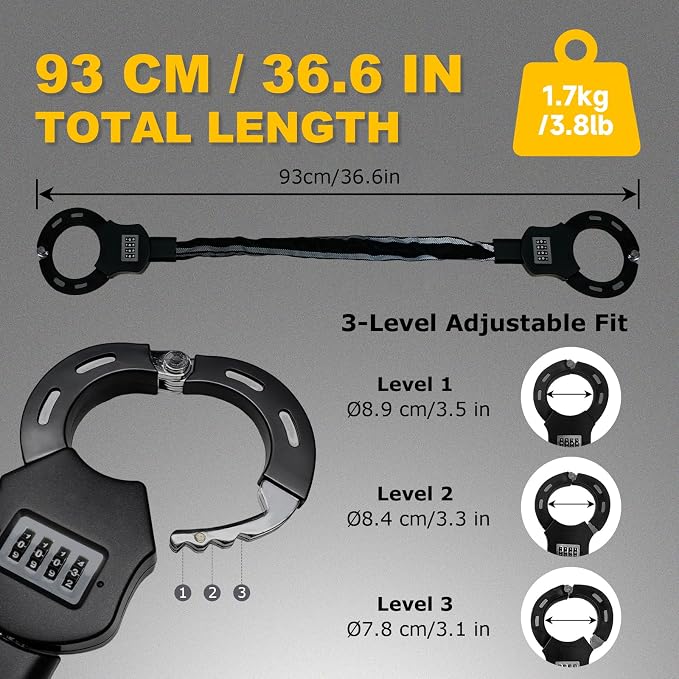Scooter Lock Anti Theft, 36.6” Bike Locks Heavy Duty Chain with 4-Digit Combination, Electric Scooter Lock Anti-Scratch Security Chain for E-Scooter, E-Bike, Bicycle, Motorbike