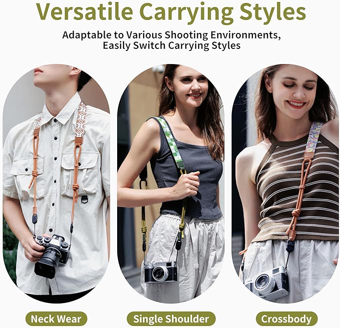 JJC Camera Neck Strap with Quick Release, 47-63" Adjustable Shoulder Sling Strap for Canon EOS R100 R50V R50 R6 Sony A7 V A7 IV A7R V A7C II Fujifilm X half X-E5 X-M5 X-T50 X-T30 III II - GeoVerdure