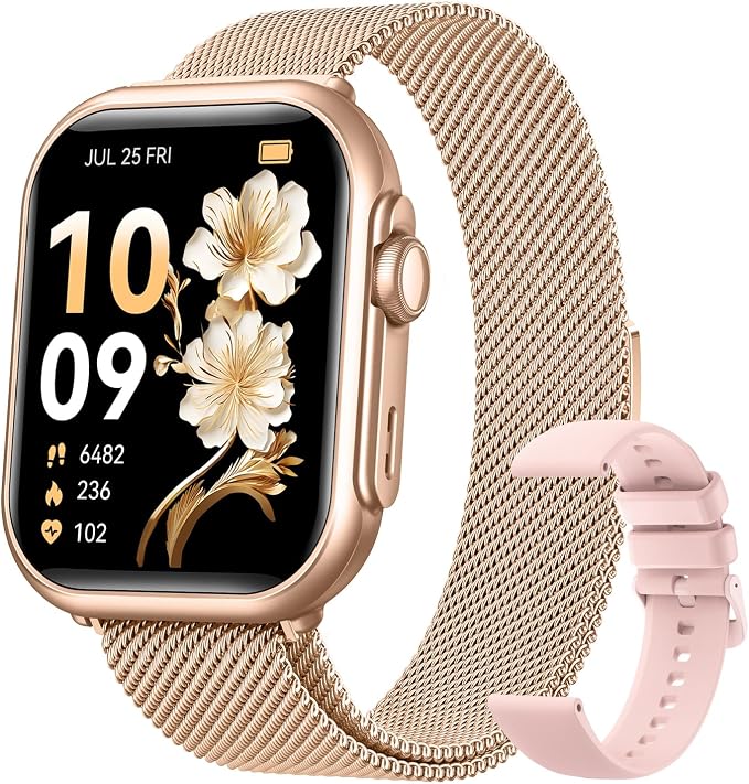 Smart Watch for Android/iPhone, 5ATM Fitness Watches for Women with 110+ Sports Modes, Bluetooth Calls/Messages/App Notifications, Health Monitor Blood Pressure/Heart Rate/SpO2/Sleep, Gifts for Women