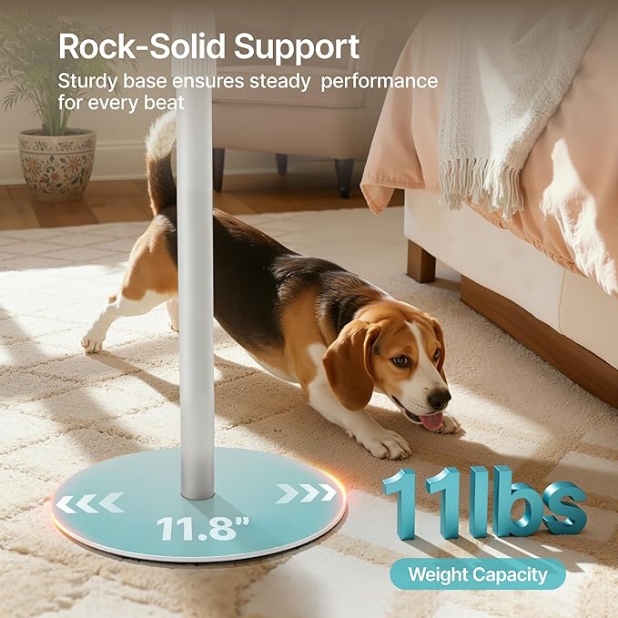 PEGZONE Speaker Stand Compatible with Sonos Era 100 and Era 300, Height-Adjustable from 26.9"-42", Cable Management, 11lbs Capacity, White, 1 Pack(Single)