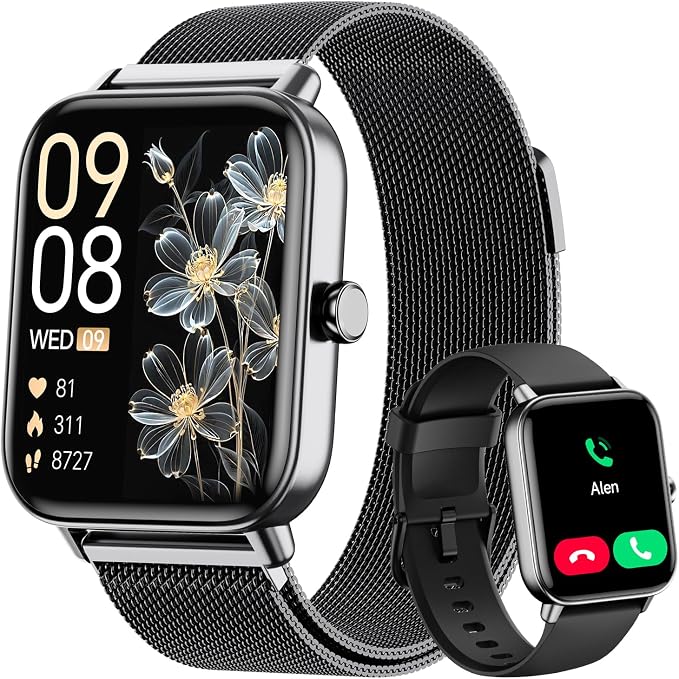 Smart Watch for Women Men (Android/iPhones), Health & Fitness Tracker Watch | Fitness Watch with SpO2/Heart Rate Monitor, Sleep Tracker, 1.85" Smart Watch with Bluetooth Calls/Messages, 3ATM waterproof