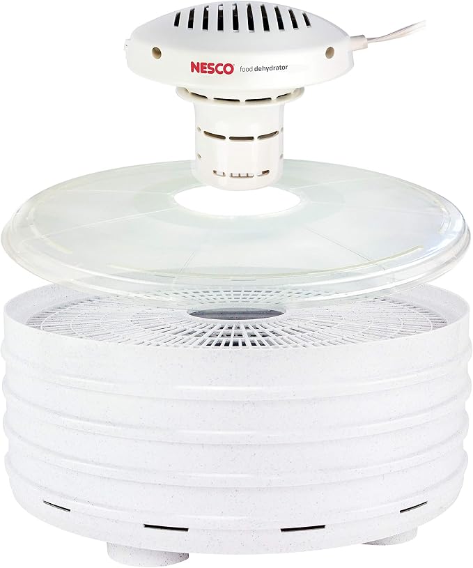 NESCO FD-37 Food Dehydrator, For Snacks, Fruit, Beef Jerky,White/Clear, 4 Trays