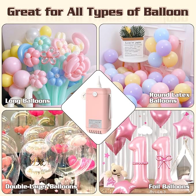 AXHJ Balloon Pump Electric Air Pumps, 2-in-1 Electric Air Balloon Pump，Balloon Inflator for 260q,Foil, Latex Balloons and Sport Balls