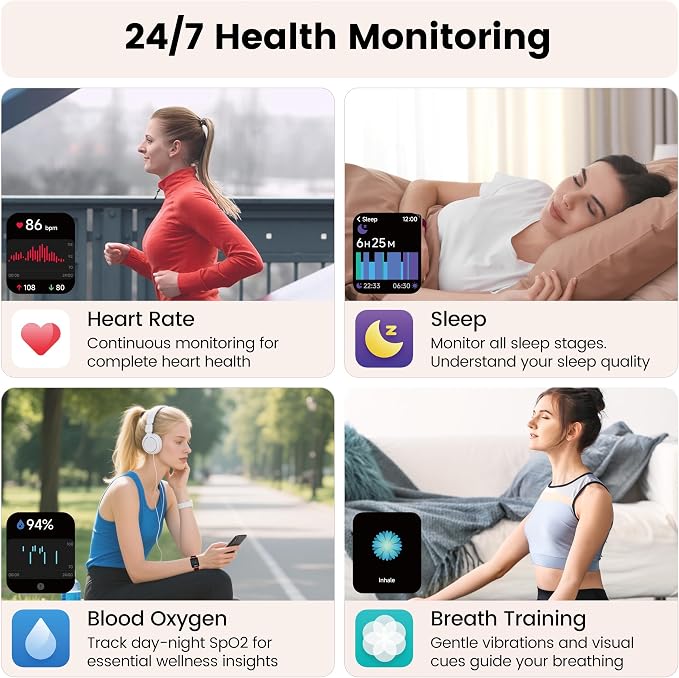 Smart Watch with Alexa Built-in, 1.83" Touchscreen Fitness Tracker with Bluetooth Call, Fitness Watch with Heart Rate/Sleep Monitor/120+ Sports, IP68 Waterproof Smartwatch for Android iOS, Burgundy