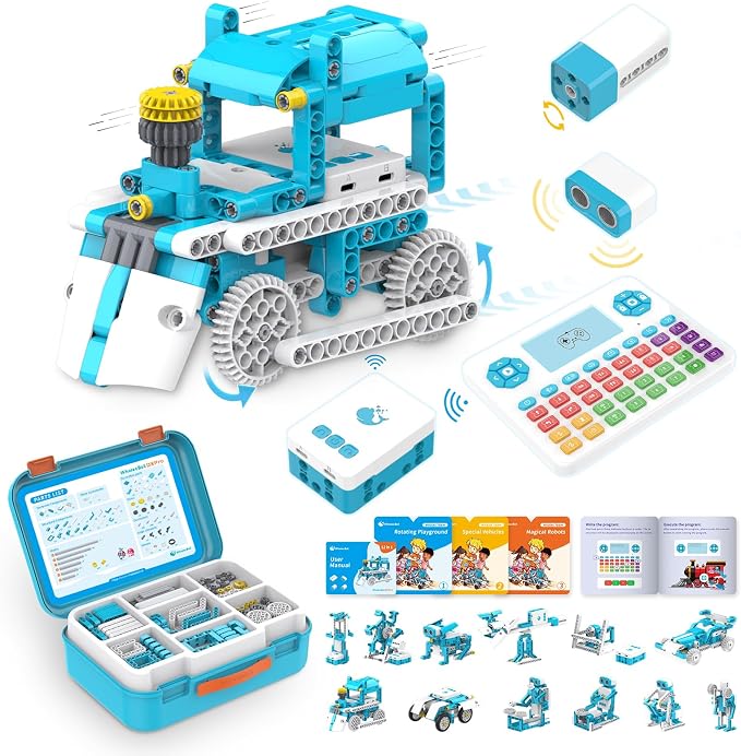 WhalesBot D3 Pro 12-in-1 STEM Wecode Pad Coding Robot Kit for Kids, 388-Piece Educational Building Set with Interactive Storytelling, Ideal Toy for Boys & Girls Ages 6-8