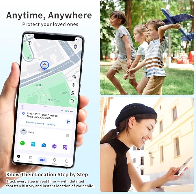 Kids Smart Watch with GPS Tracker,GPS Watch for Kids with Video Call Voice Chat Alarm SOS Camera Pedometer Stopwatch Caculator Flashlight Smart Watch for Kid Age 5-12