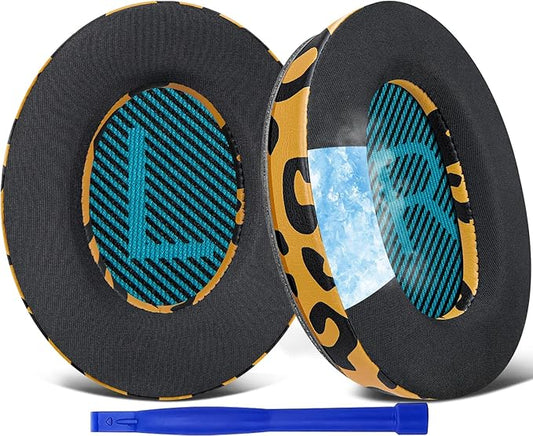 SoloWIT Cooling-Gel Earpads Cushions for Bose Headphones, Replacement Ear Pads for Bose QuietComfort 15 QC15 QC25 QC2 QC35/Ae2 Ae2i Ae2w/SoundTrue & SoundLink Around-Ear & Around-Ear II - TigerStripes