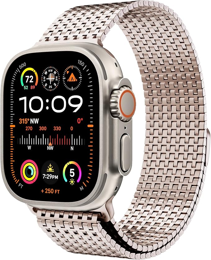 LULULOOK Milanese Mesh Loop Compatible with Apple Watch Band 49/46/45/44/42/41/40/38mm for Men Women, Stainless Steel Magnetic Buckle Strap for iWatch Ultra 3/2 Ultra Series 11 10 9 8 7 6 SE 5 4 3