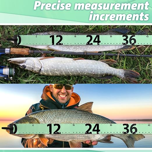 Soulchen 2 Pcs 60 Inch Fishing Ruler Fishing Measuring Tape with Bump Board Waterproof Portable Roll up Fish Measuring Board Device Tool for Crappie Tuna Shark Swordfish