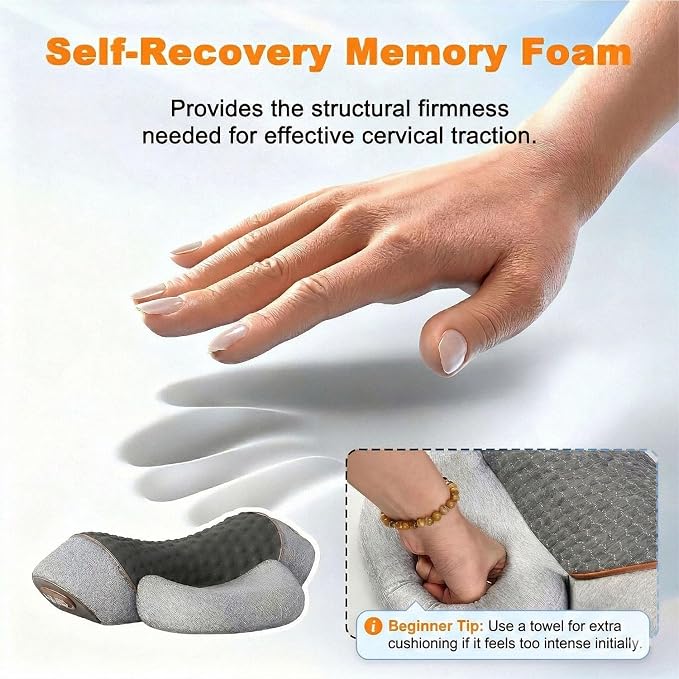 3-in-1 Neck Massager Pillow with Heat, Soothing Vibration & Cervical Traction for Pain Relief, Corded Electric Posture Support & Shoulder Relaxer for Home Office, Gifts for Men/Women (Dark Gray)