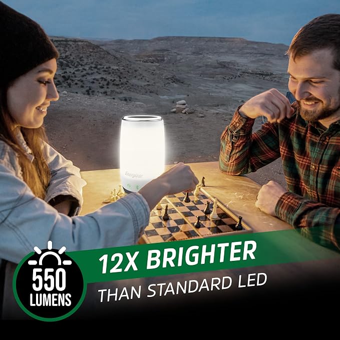 ENERGIZER Lantern + Bluetooth Speaker, Ultra Bright with Powerful Sound, IPX4 Water Resistant Rechargeable LED Lantern (USB Cable Included)