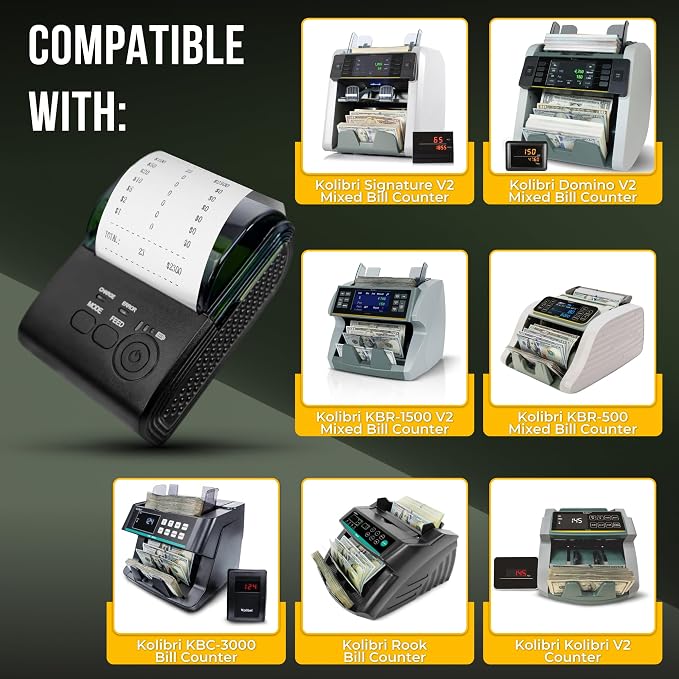 Kolibri Portable Thermal Printer with 90mm per Second Speed, USB and RJ232 Cable are Included - Bill Counter Printer