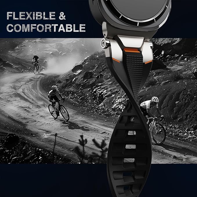 ULTIMAL Watch Band for Samsung Galaxy Watch Ultra 47mm(2025/2024) Compatible with Samsung Watch Strap Bands for Men Sport Bands for Watch Rugged Premium TPU & Metal (Black+Silver)