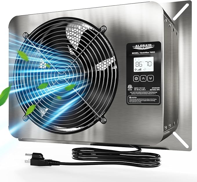 ALORAIR 780 CFM Crawlspace Ventilator Fan with Humidistat, Stainless Steel Exhaust Vent Fans with Digital Display, Timing Cycle, Freeze Protection Thermostat, for Basement, Garage, Attic, Grow Tent