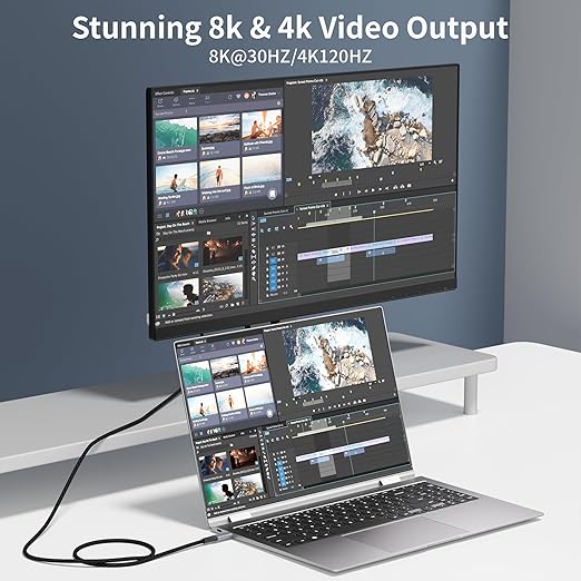 USB c high Speed Data Transfer Cable 20 ft Compatible with Thunderbolt 4/3,Type c to Type c Long,USBC 3.2 Monitor Cable Support 20Gbps 100W PD Fast Charging Cord, 4K@120Hz for eGPU, Monitor